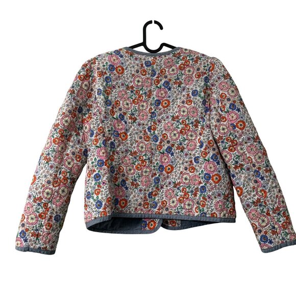 Talbots Multicolor Floral Quilted Snap Front Cotton Jacket Womens Petite 8 - Picture 5 of 6